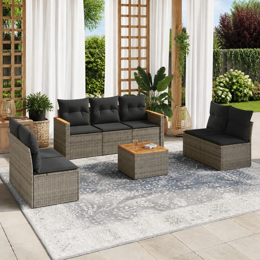 8 Piece Garden Sofa Set Grey Outdoor Furniture Patio Conversation Seating with