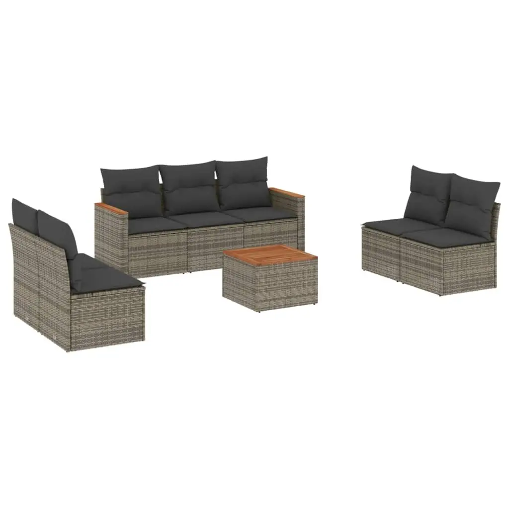 8 Piece Garden Sofa Set Grey Outdoor Furniture Patio Conversation Seating with