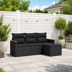 Your New 4-Piece Modular Black Rattan Garden Sofa Set