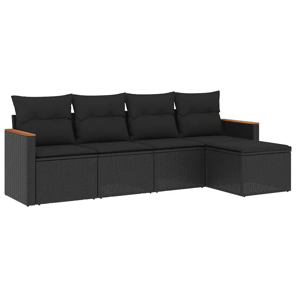 Garden Sofa Set 5 Piece Outdoor Furniture Patio Lounge Modular Black Rattan