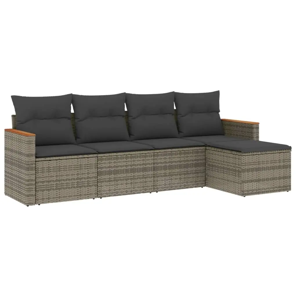 5 Piece Garden Sofa Set with Cushions Grey Outdoor Furniture Patio Sectional