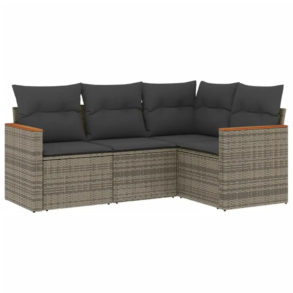 Garden Sofa Set Grey 4 Piece Modular Outdoor Furniture Patio Sectional