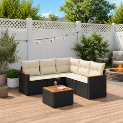 Garden Sofa Set 6 Piece Outdoor Furniture Patio Lounge Black with Cushions