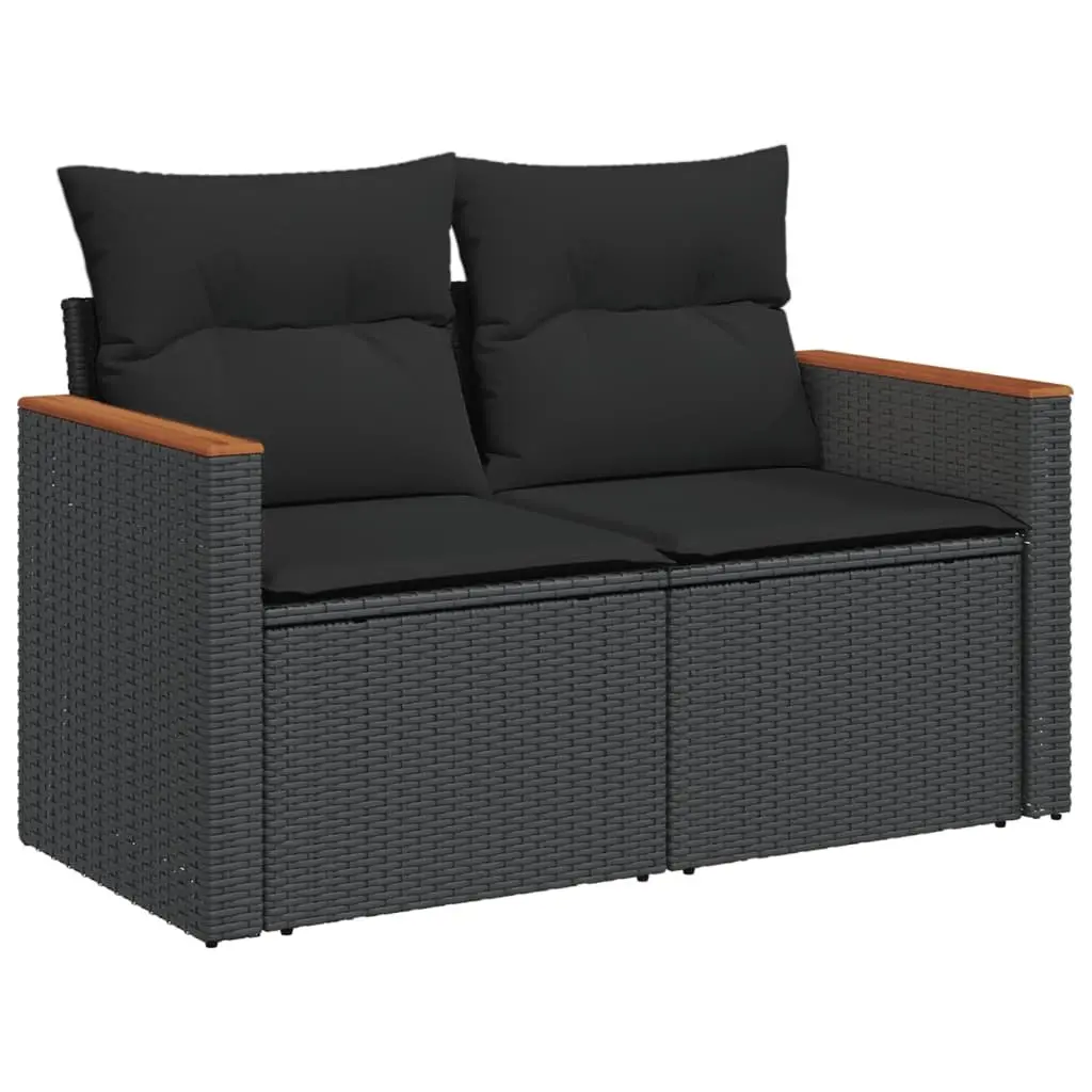 5 Piece Garden Sofa Set Black Modular Outdoor Patio Furniture with Cushions