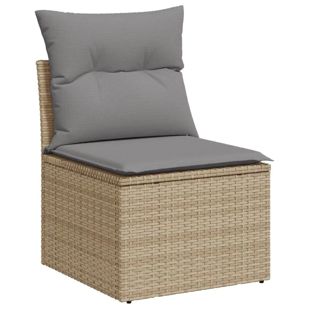Garden Sofa Set Beige 5 Piece Poly Rattan with Cushions