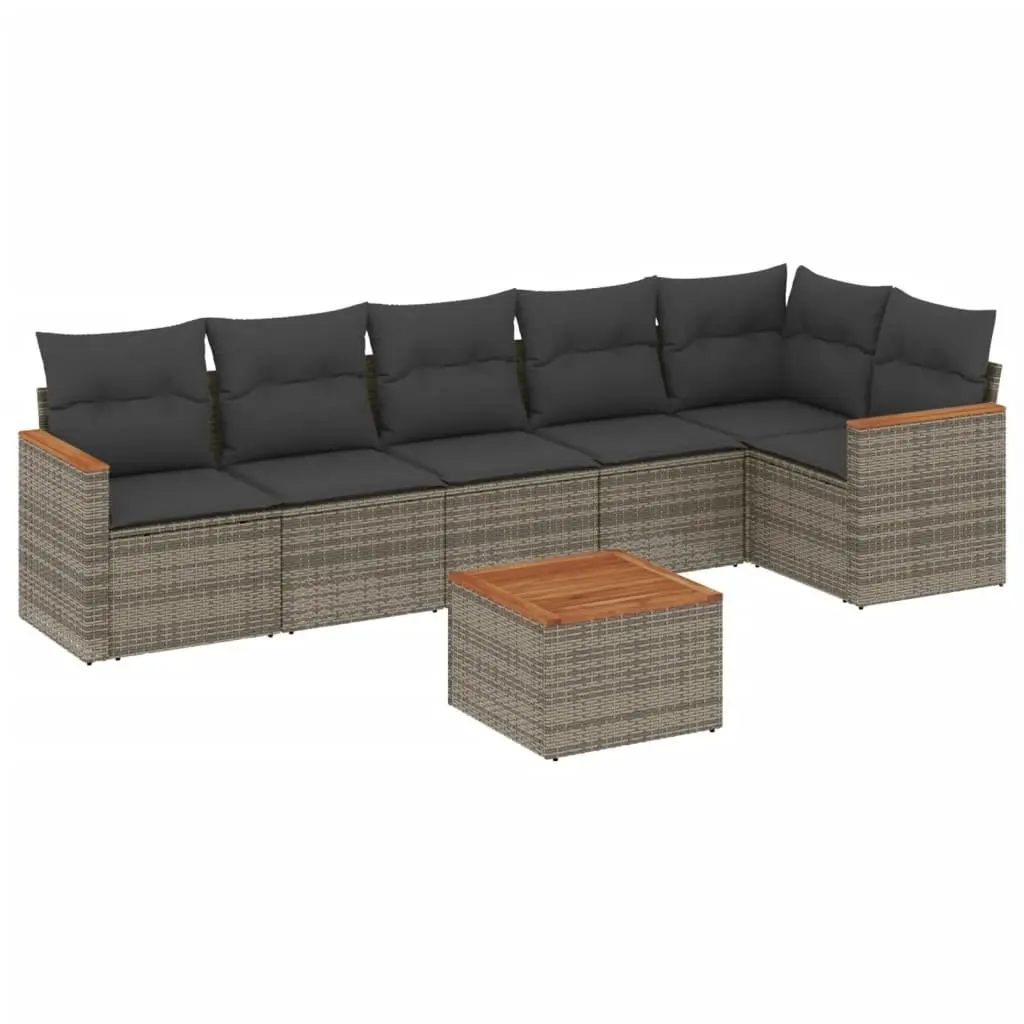 7 Piece Garden Sofa Set with Removable Cushions in Grey