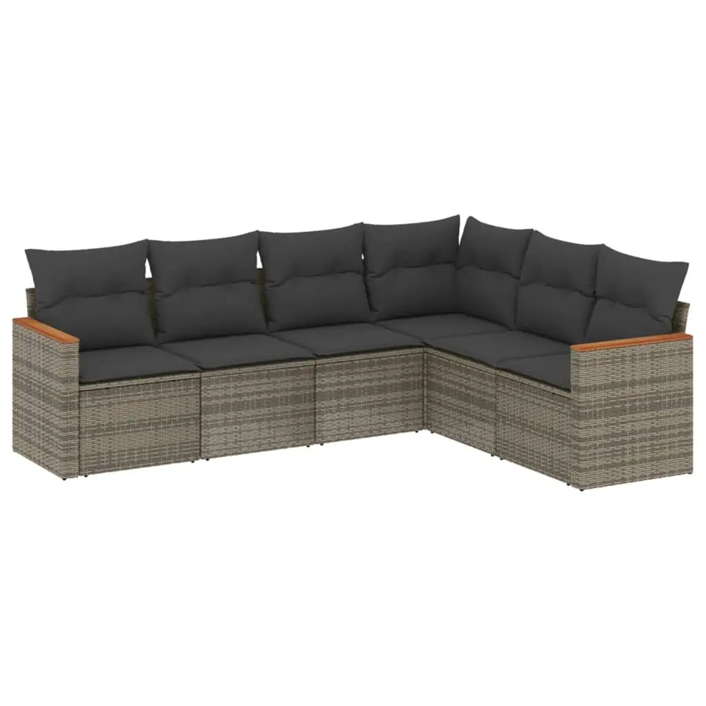 Garden Sofa Set 6 Piece Outdoor Furniture Patio Sectional Modular Grey