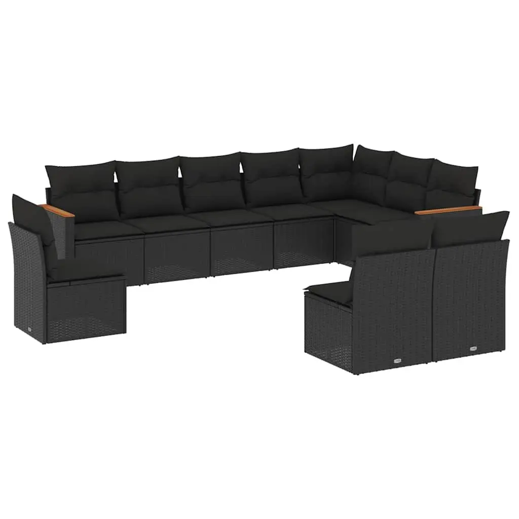 Garden Sofa Set 10 Piece Outdoor Furniture Patio Lounge Black Modular Sectional