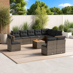 Concise 11-Piece Outdoor Sofa Set with Cushions