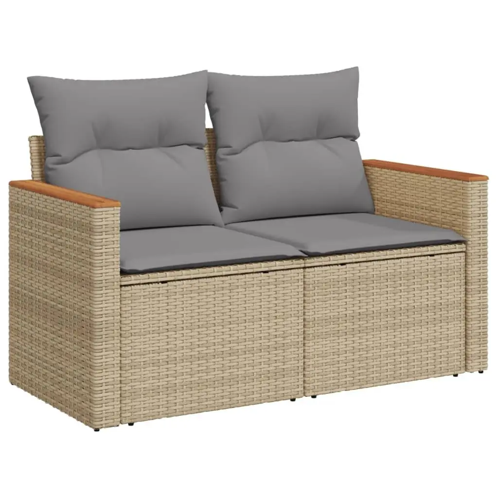 Garden Sofa Set 11 Piece Outdoor Furniture Beige Rattan Patio Lounge with