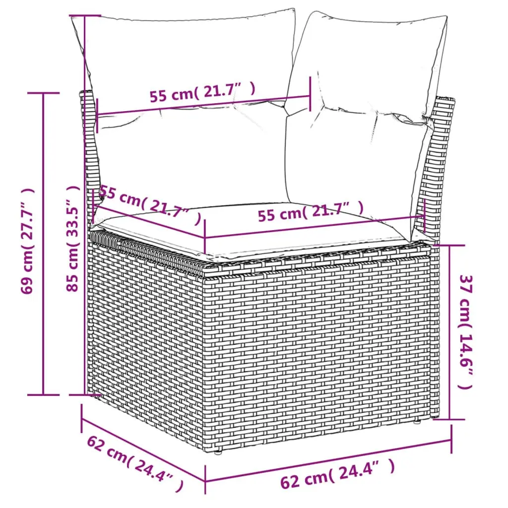 Garden Sofa Set 11 Piece Outdoor Furniture Beige Rattan Patio Lounge with