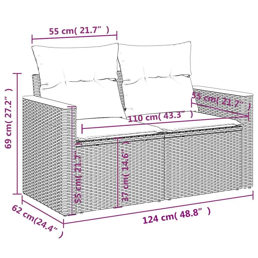 Garden Sofa Set 10 Piece Outdoor Furniture Black Modular Patio Seating Cushions