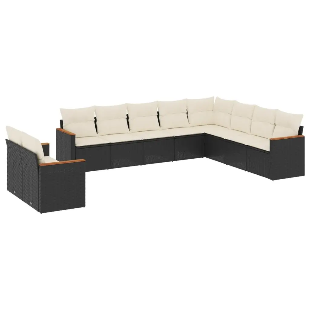 Garden Sofa Set Black 10 Piece Modular Outdoor Furniture Weather Resistant PE Rattan