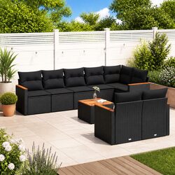 Concise Black 9-Piece Garden Sofa Set Overview