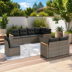 Sleek 8-Piece Grey Modular Outdoor Sofa Set