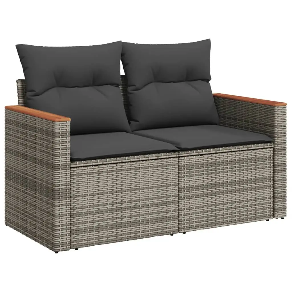 Garden Sofa Set Grey 8 Piece Modular Outdoor Furniture Poly Rattan