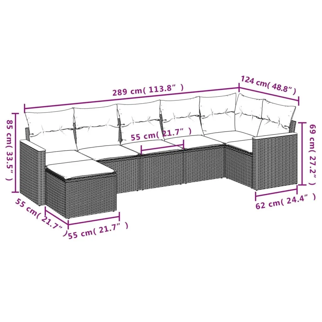 7 Piece Garden Sofa Set Outdoor Furniture Patio Conversation Seating with