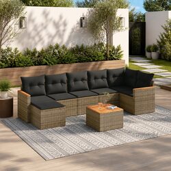 Garden Sofa Set 8 Piece Outdoor Furniture Grey Poly Rattan Patio Seating with