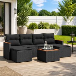 Concise Black Modular 7 Piece Garden Sofa Set