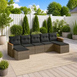 Garden Sofa Set 7 Piece Outdoor Furniture Patio Sectional Grey Cushions Modular