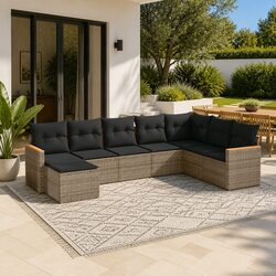 Garden Sofa Set 8 Piece Outdoor Furniture Patio Seating Grey Cushions Modular
