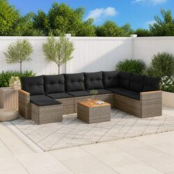 Compact and Stylish 9 Piece Grey Sofa Set