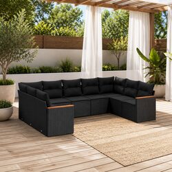 Garden Sofa Set 9 Piece Outdoor Furniture Patio Rattan Lounge Black Modular