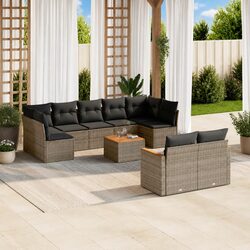 Concise 10 Piece Grey Garden Sofa Set for Outdoors