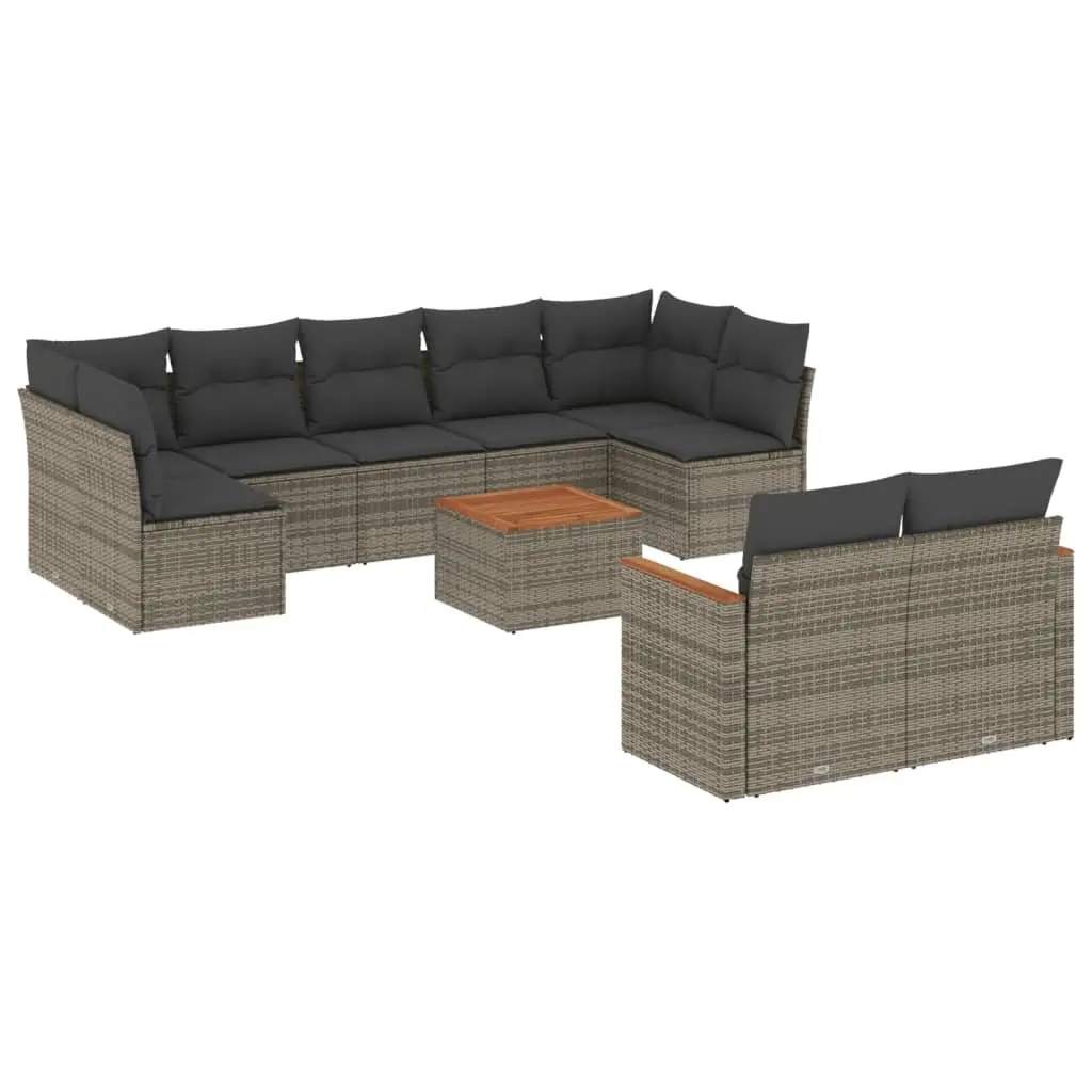 Garden Sofa Set 10 Piece Outdoor Furniture Grey Poly Rattan Modular Patio Lounge