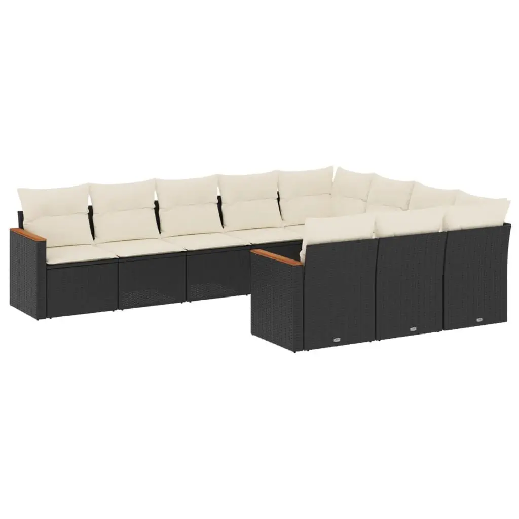 Garden Sofa Set 10 Piece Outdoor Patio Furniture Black Poly Rattan Modular