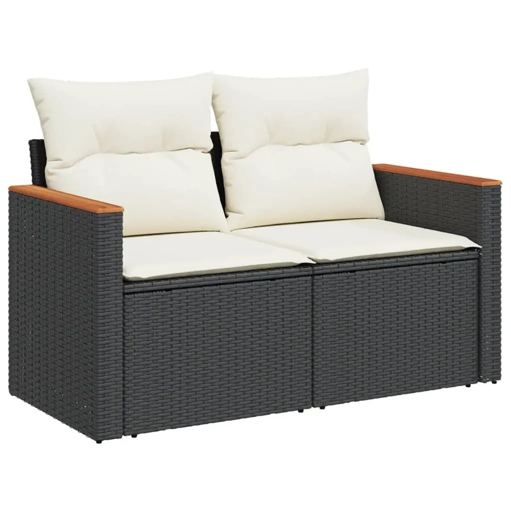 Garden Sofa Set 10 Piece Outdoor Patio Furniture Black Poly Rattan Modular