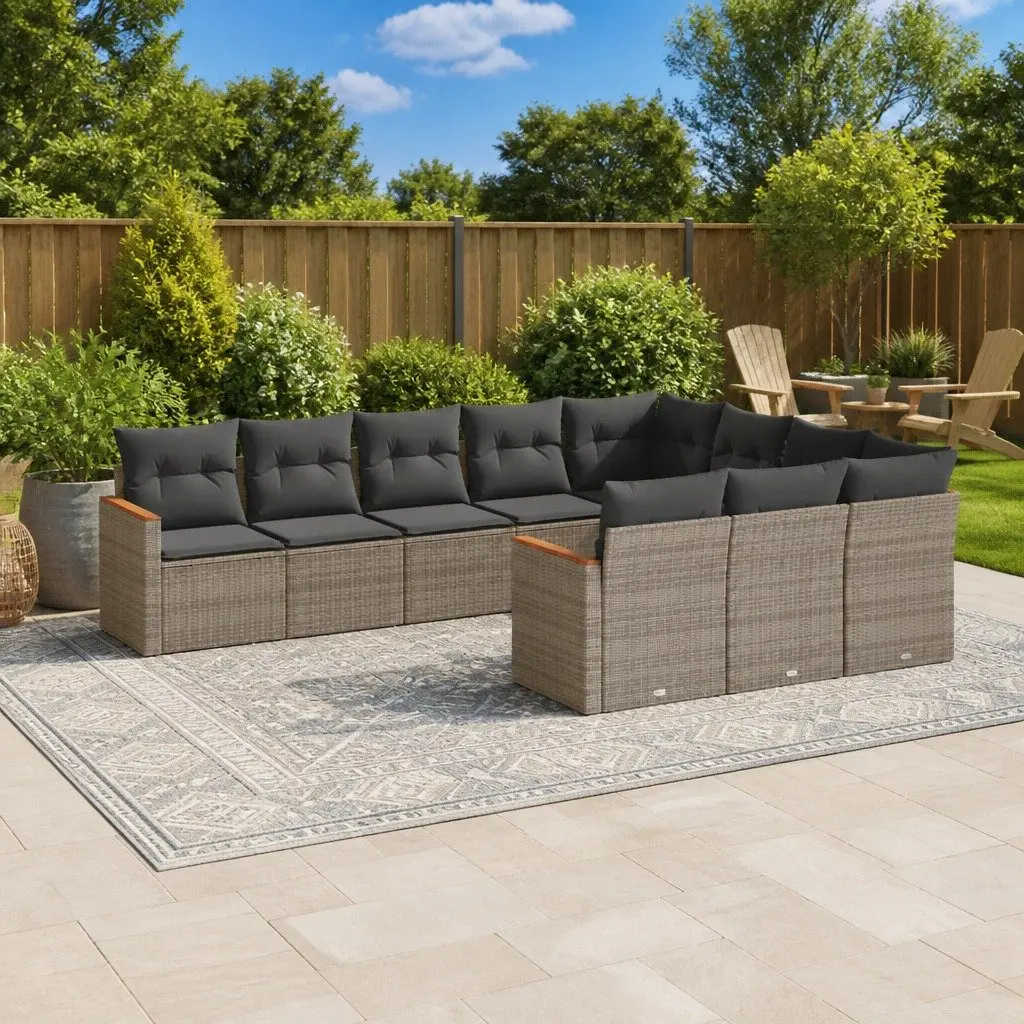 Garden Sofa Set 10 Piece Outdoor Furniture Patio Grey Modular Cushions