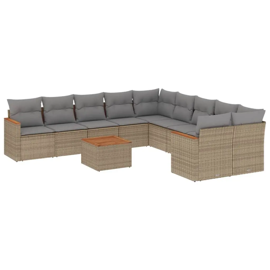 Outdoor Garden Sofa Set 11 Piece Patio Furniture Beige Rattan Cushions