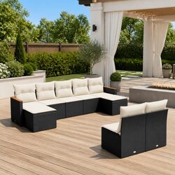 Garden Sofa Set 9 Piece Outdoor Furniture Patio Lounge Black Modular Seating