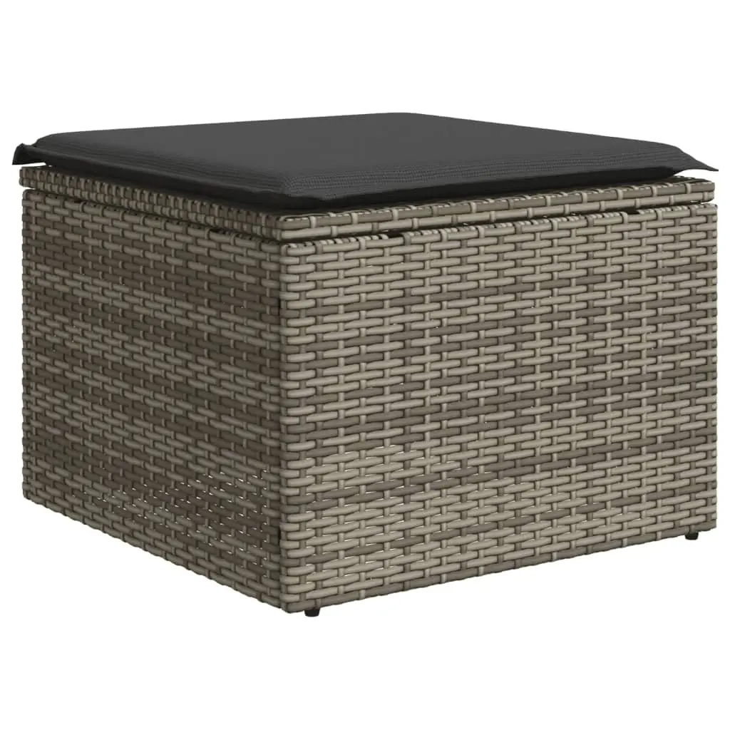 10 Piece Patio Sofa Set Grey Rattan Furniture Outdoor Lounge with Removable Cushions and Acacia Wood Table