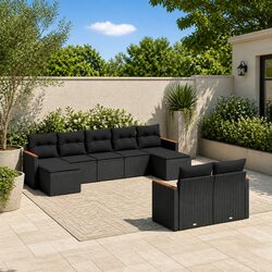 Garden Sofa Set 9 Piece Outdoor Furniture Modular Patio Lounge with Cushions