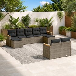 Garden Sofa Set 9 Piece Outdoor Furniture Modular Patio Seating with Cushions