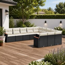 Garden Sofa Set 11 Piece Outdoor Furniture Patio Lounge Black Modular Seating