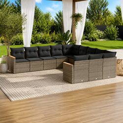 11 Piece Grey Garden Sofa Set - Stylish Outdoor Seating