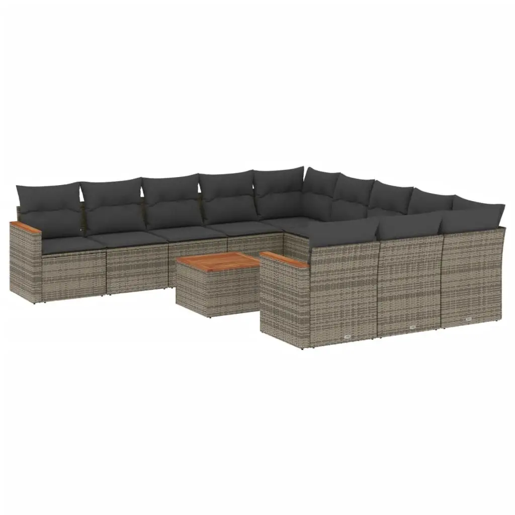 Garden Sofa Set Grey 12 Piece Modular Outdoor Furniture Patio Lounge Poly Rattan