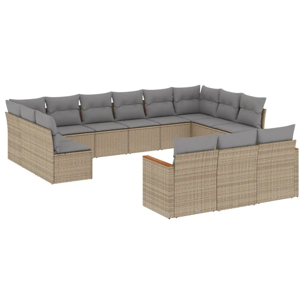 Garden Sofa Set Beige 13 Piece Modular Outdoor Patio Furniture