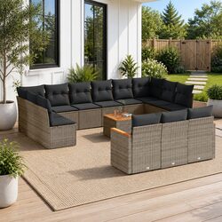 Compact Grey 14-Piece Garden Sofa Set for Outdoor Living