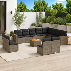 Garden Sofa Set 13 Piece Outdoor Furniture Grey Poly Rattan Patio Lounge Modular