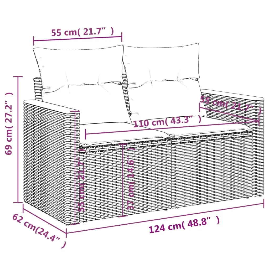 Garden Sofa Set Grey 13 Piece Modular Outdoor Furniture Poly Rattan Patio Lounge