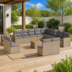 Concise 14 Piece Outdoor Sofa Set with Cushions