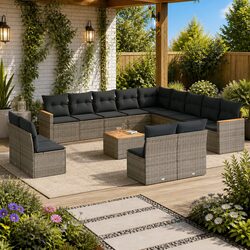 Compact and Versatile 14-Piece Garden Sofa Set