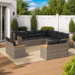 Garden Sofa Set 11 Piece Outdoor Furniture Patio Lounge Grey Modular with