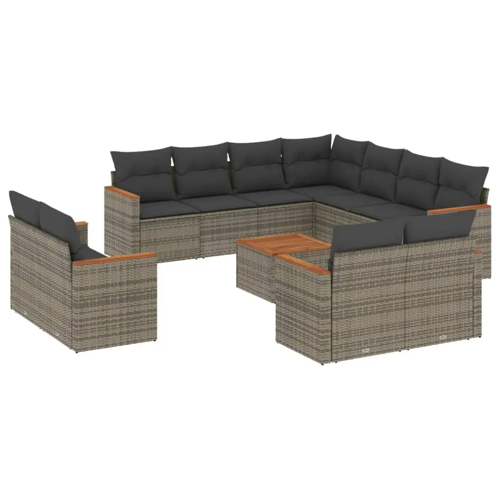 Garden Sofa Set Grey 12 Piece Modular Outdoor Furniture Poly Rattan