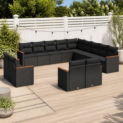 Compact 13 Piece Modular Garden Sofa Set in Black