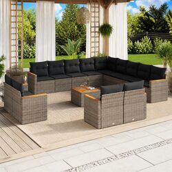 Garden Sofa Set 14 Piece Outdoor Furniture Grey Poly Rattan Patio Lounge